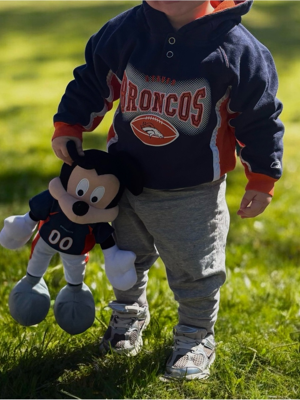 Denver Broncos Toddler Hoodie & Mickey Mouse plush set